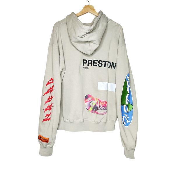 Heron Preston NWT RARE Global Collage Grey Cotton Graphic Hoodie Medium Unisex - Picture 6 of 16